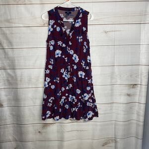 Gap Burgundy Floral Print Sleeveless Mini Dress Size Small